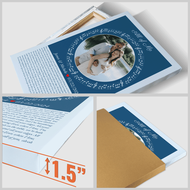 Circular Photo Song Lyrics Ice Blue Canvas Print