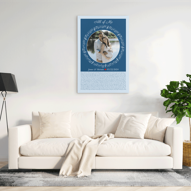 Circular Photo Song Lyrics Ice Blue Canvas Print