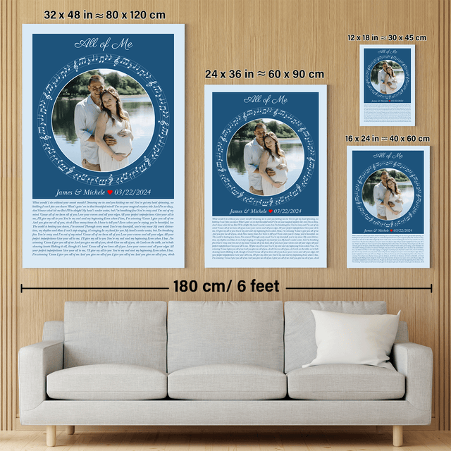 Circular Photo Song Lyrics Ice Blue Canvas Print