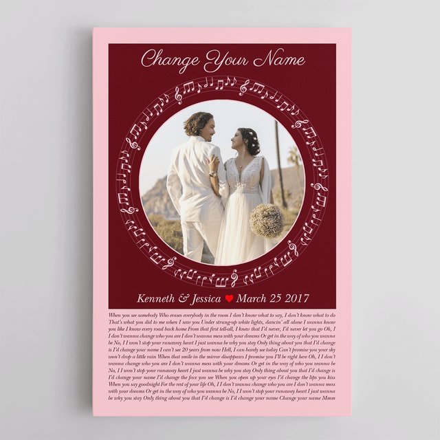 Circular Photo Song Lyrics Tickled Pink Canvas Print