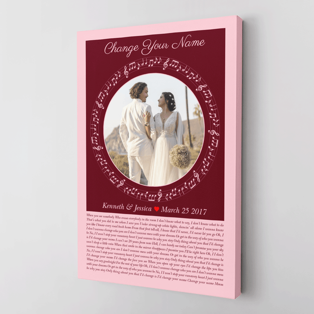 Circular Photo Song Lyrics Tickled Pink Canvas Print