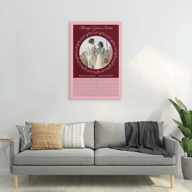 Circular Photo Song Lyrics Tickled Pink Canvas Print