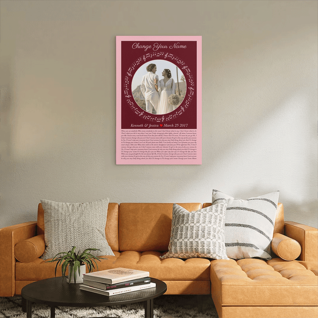 Circular Photo Song Lyrics Tickled Pink Canvas Print