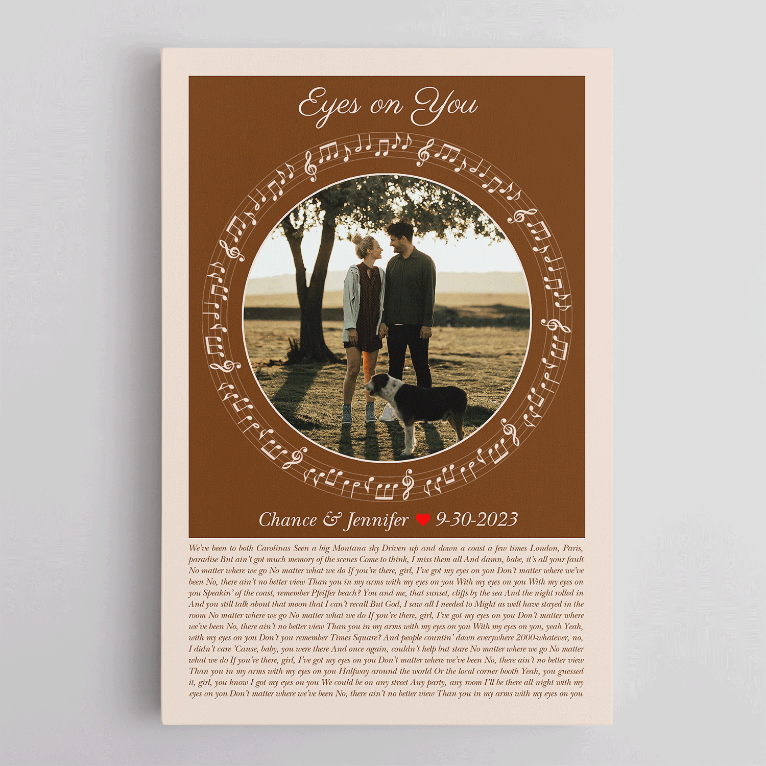 Circular Photo Song Lyrics Sandy Canvas Print