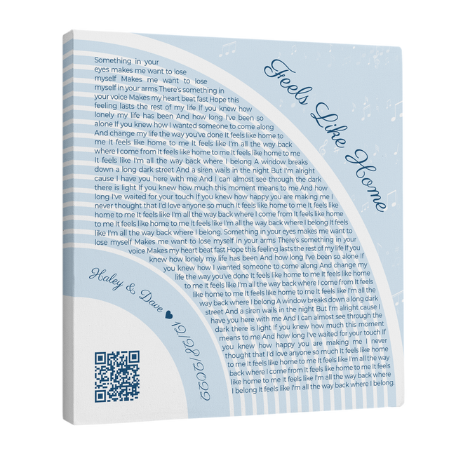 Custom Song Lyrics Pastel Blue Canvas Print With QR Code