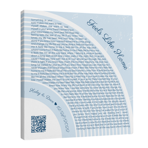 Custom Song Lyrics Pastel Blue Canvas Print With QR Code