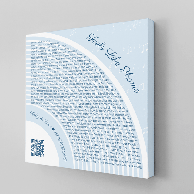Custom Song Lyrics Pastel Blue Canvas Print With QR Code