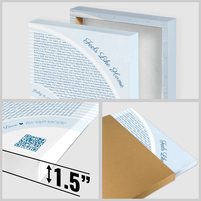 Custom Song Lyrics Pastel Blue Canvas Print With QR Code