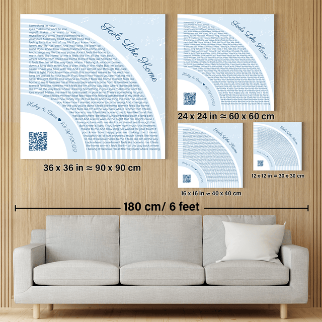 Custom Song Lyrics Pastel Blue Canvas Print With QR Code