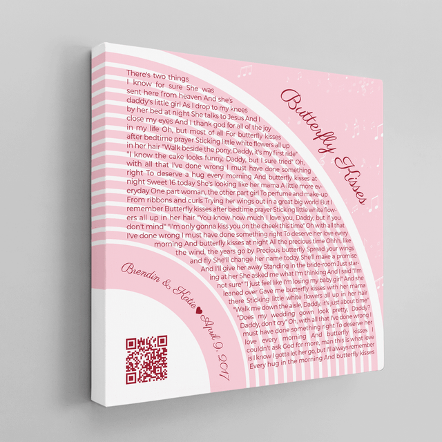 Custom Song Lyrics Pastel Pink Canvas Print With QR Code