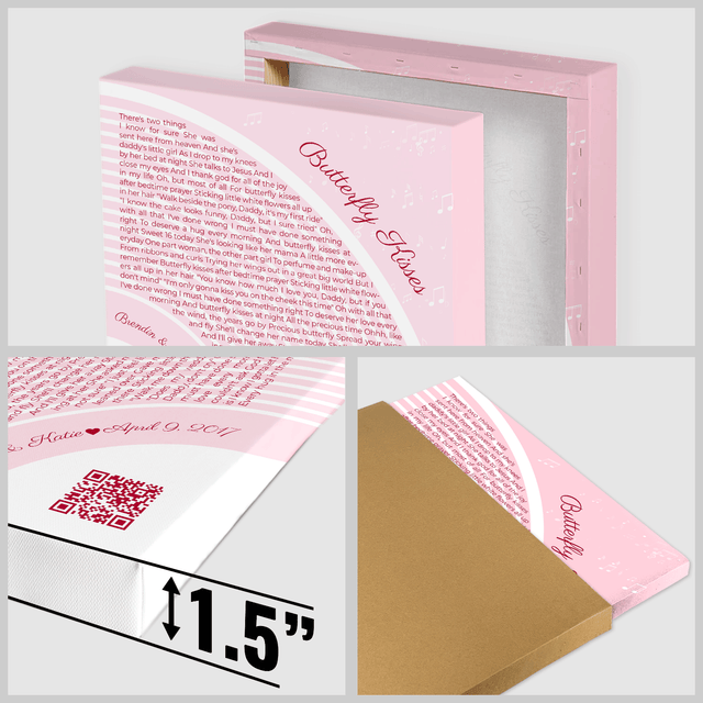 Custom Song Lyrics Pastel Pink Canvas Print With QR Code