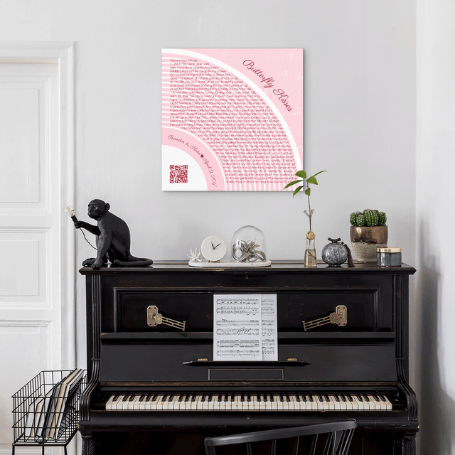 Custom Song Lyrics Pastel Pink Canvas Print With QR Code