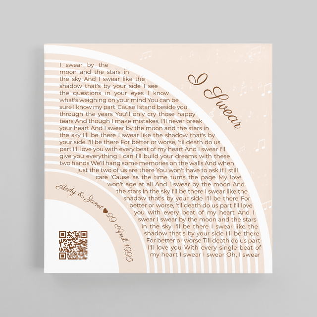 Custom Song Lyrics Pastel Sand Canvas Print With QR Code