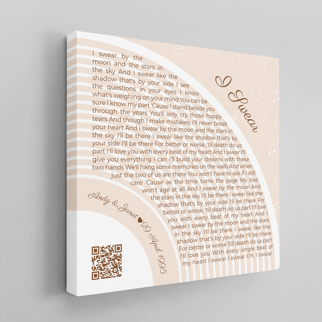 Custom Song Lyrics Pastel Sand Canvas Print With QR Code