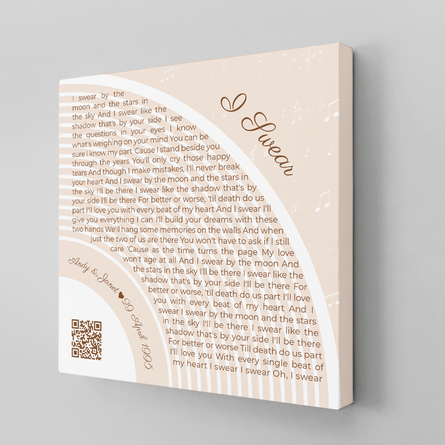 Custom Song Lyrics Pastel Sand Canvas Print With QR Code