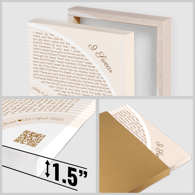 Custom Song Lyrics Pastel Sand Canvas Print With QR Code