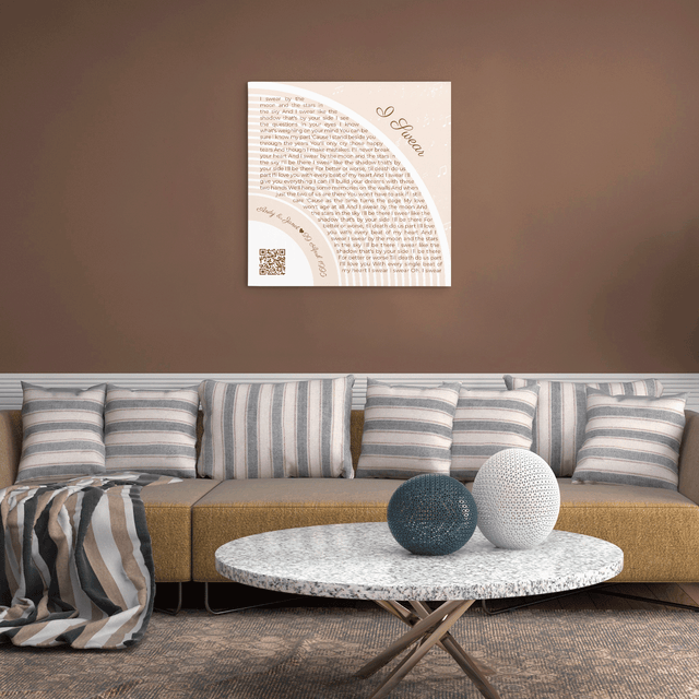 Custom Song Lyrics Pastel Sand Canvas Print With QR Code