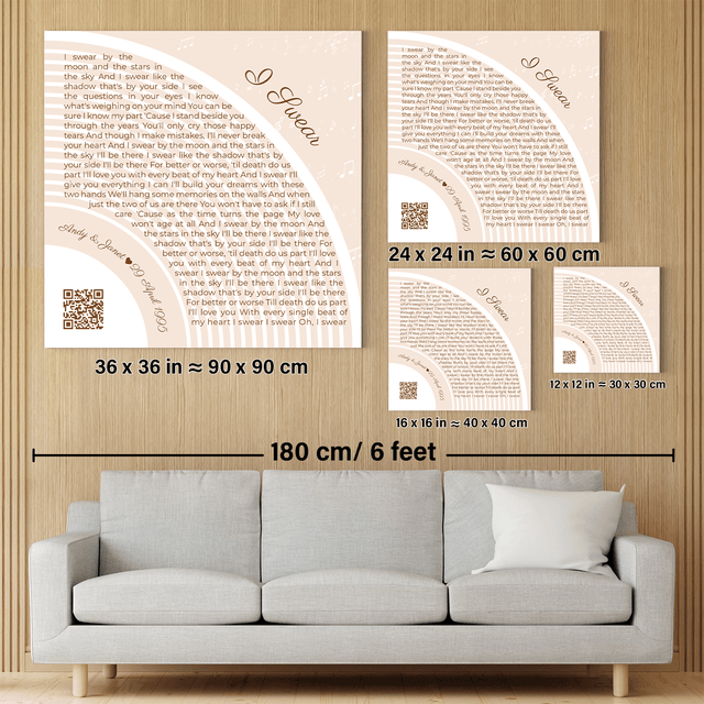 Custom Song Lyrics Pastel Sand Canvas Print With QR Code