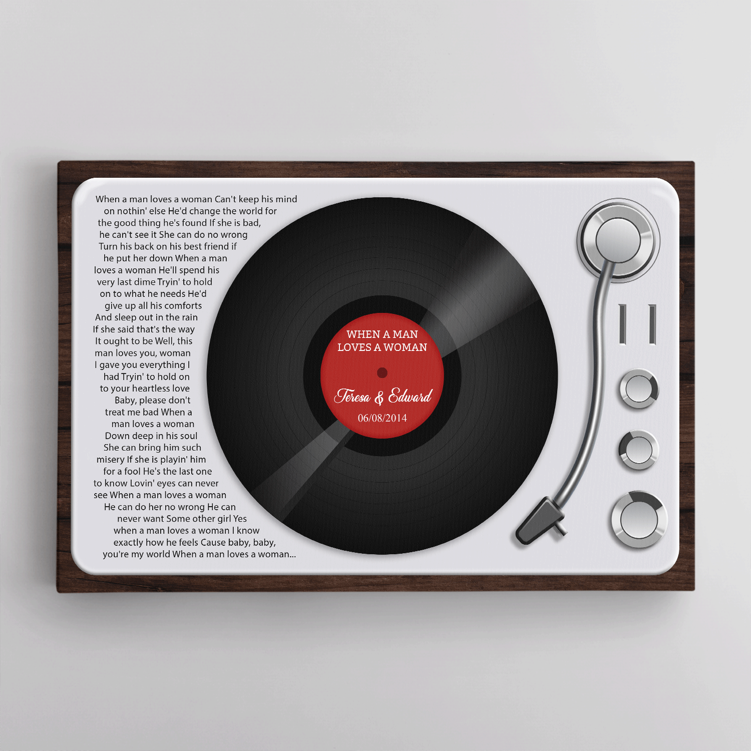 Custom Song Lyrics, Customizable Name And Date, LP Player Canvas Wall Art