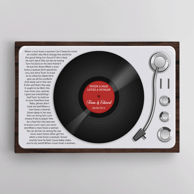 Custom Song Lyrics, Customizable Name And Date, LP Player Canvas Wall Art