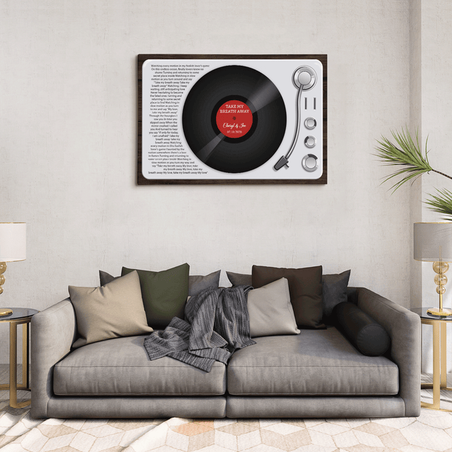 Custom Song Lyrics, Customizable Name And Date, LP Player Canvas Wall Art