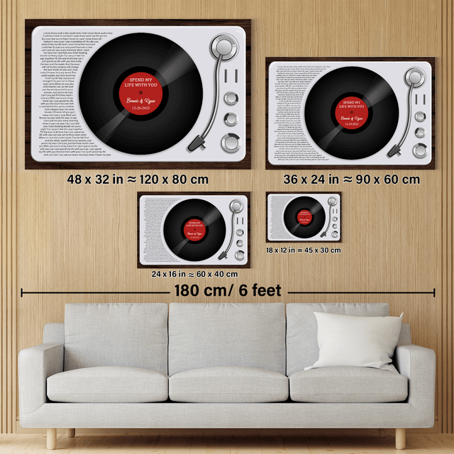 Custom Song Lyrics, Customizable Name And Date, LP Player Canvas Wall Art