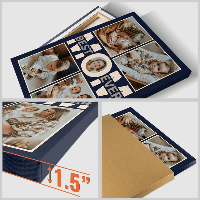 Best Mom Ever Photo Collage Canvas Print Custom 5 Pictures