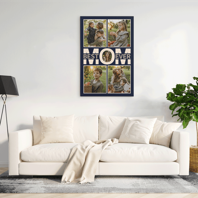 Best Mom Ever Photo Collage Canvas Print Custom 5 Pictures