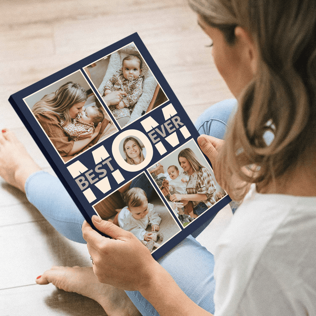 Best Mom Ever Photo Collage Canvas Print Custom 5 Pictures