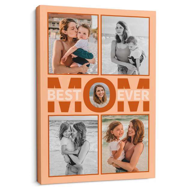 Best Mom Ever Photo Collage Canvas Print Custom 5 Pictures