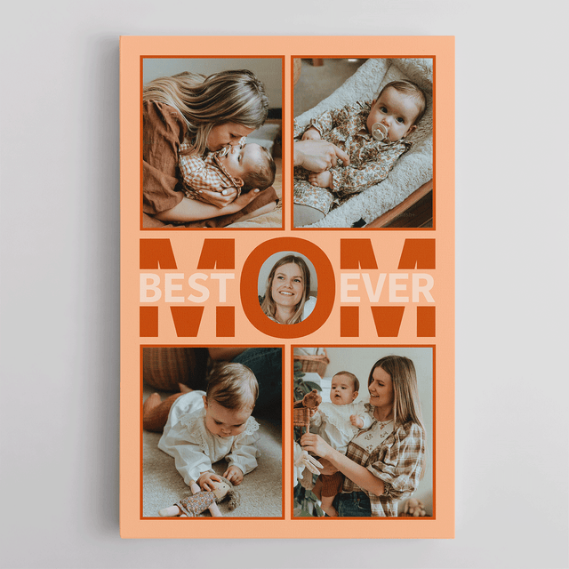Best Mom Ever Photo Collage Canvas Print Custom 5 Pictures