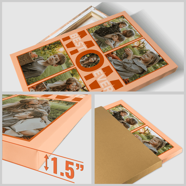 Best Mom Ever Photo Collage Canvas Print Custom 5 Pictures