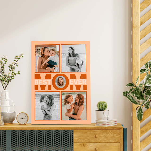 Best Mom Ever Photo Collage Canvas Print Custom 5 Pictures