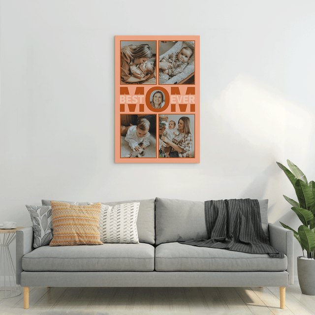 Best Mom Ever Photo Collage Canvas Print Custom 5 Pictures