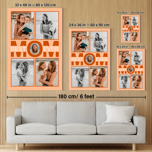 Best Mom Ever Photo Collage Canvas Print Custom 5 Pictures