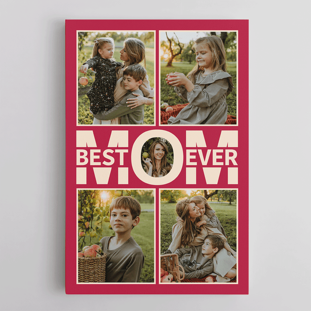 Best Mom Ever Photo Collage Canvas Print Custom 5 Pictures