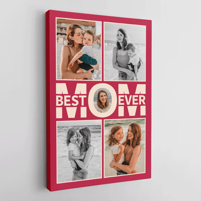 Best Mom Ever Photo Collage Canvas Print Custom 5 Pictures