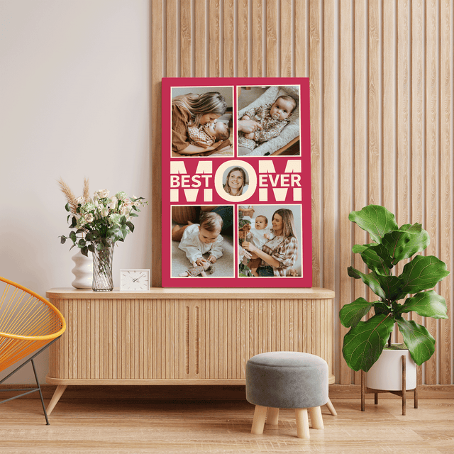 Best Mom Ever Photo Collage Canvas Print Custom 5 Pictures