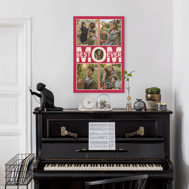 Best Mom Ever Photo Collage Canvas Print Custom 5 Pictures