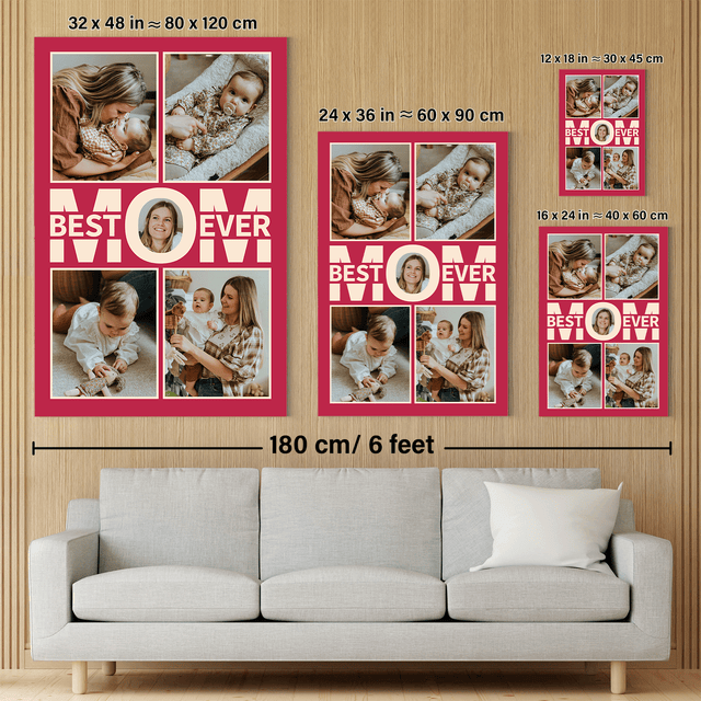 Best Mom Ever Photo Collage Canvas Print Custom 5 Pictures