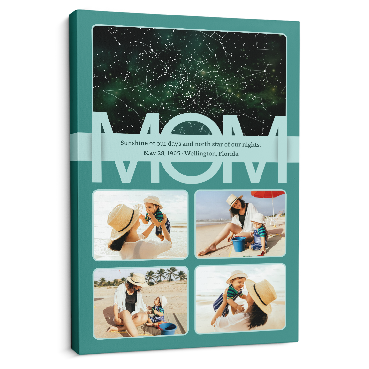 Mom Star Map Photo Collage Canvas Print Custom 4 Pictures