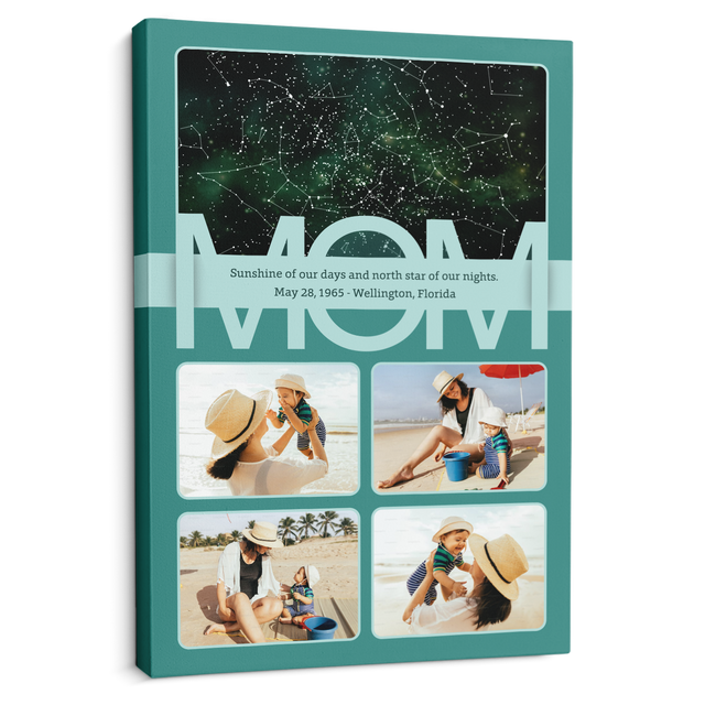 Mom Star Map Photo Collage Canvas Print Custom 4 Pictures