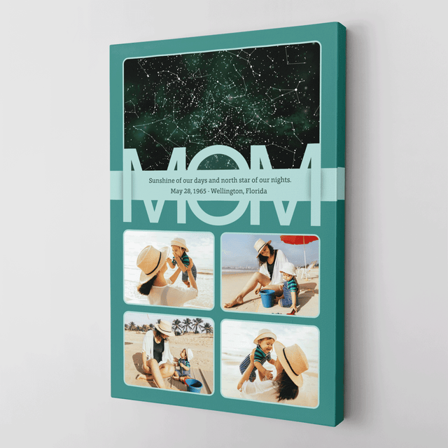 Mom Star Map Photo Collage Canvas Print Custom 4 Pictures