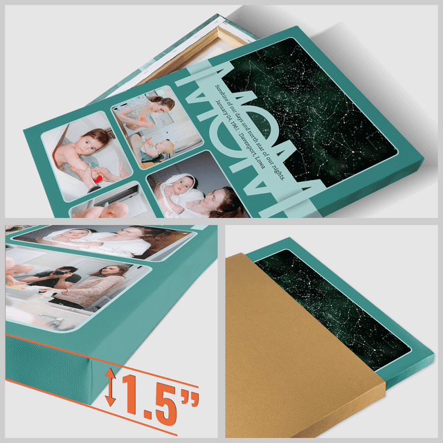 Mom Star Map Photo Collage Canvas Print Custom 4 Pictures