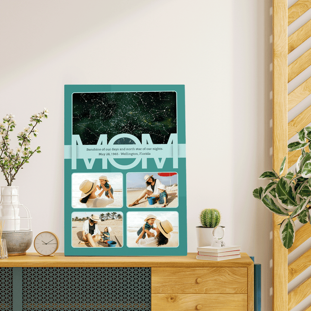 Mom Star Map Photo Collage Canvas Print Custom 4 Pictures