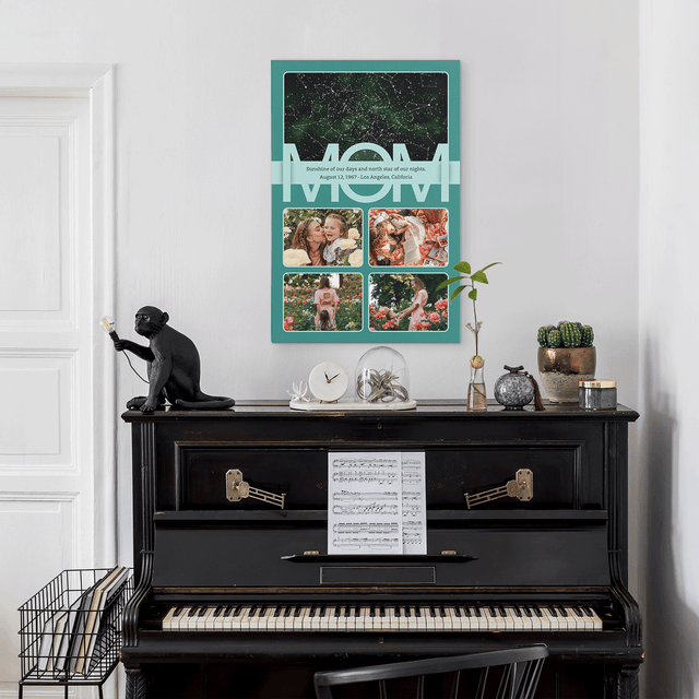Mom Star Map Photo Collage Canvas Print Custom 4 Pictures
