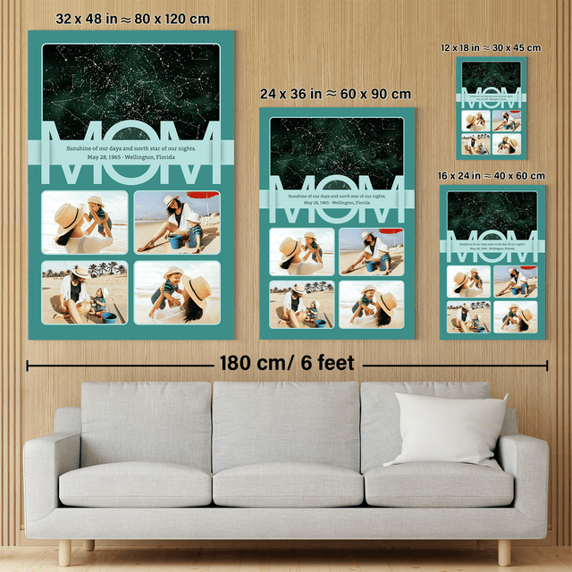 Mom Star Map Photo Collage Canvas Print Custom 4 Pictures