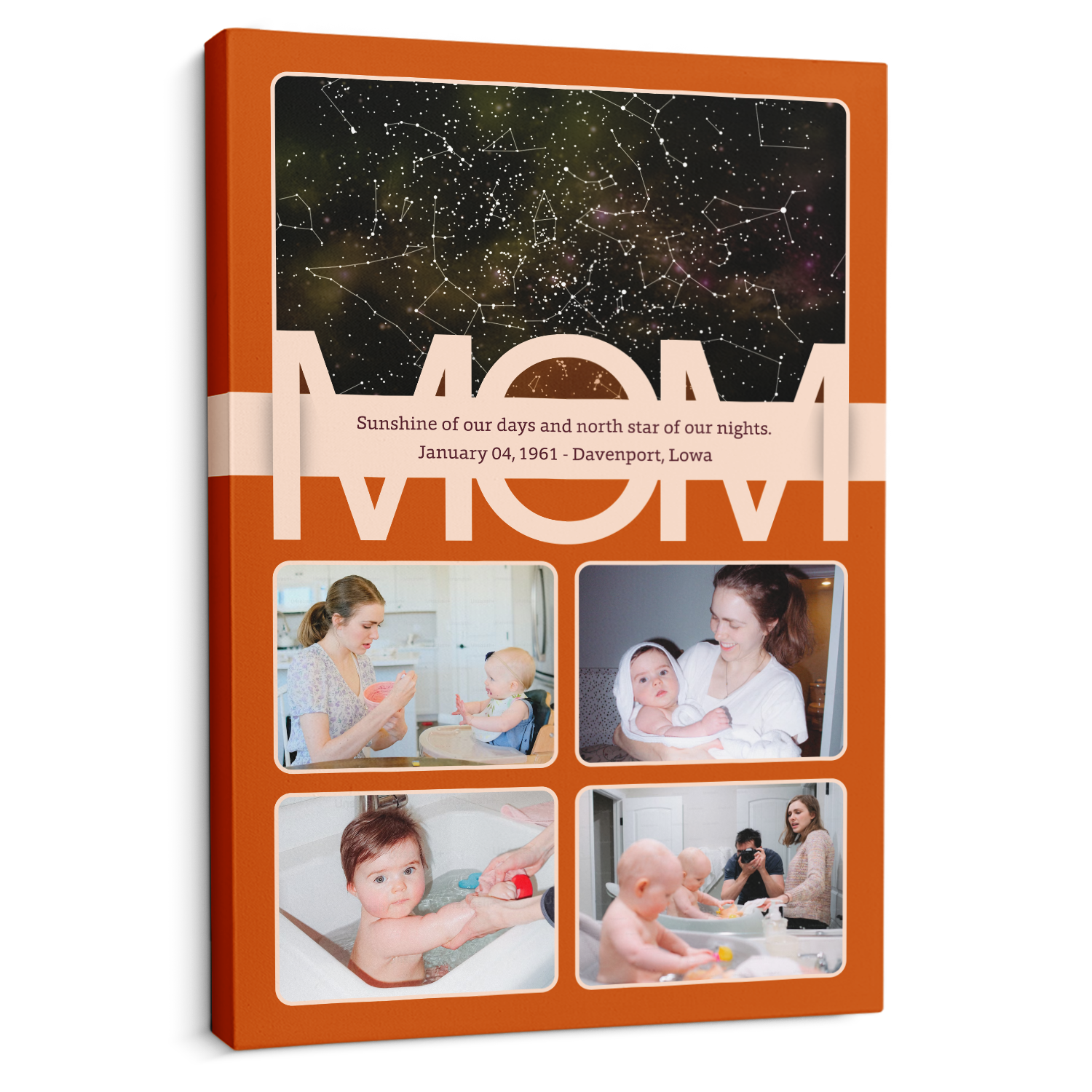Mom Star Map Photo Collage Canvas Print Custom 4 Pictures