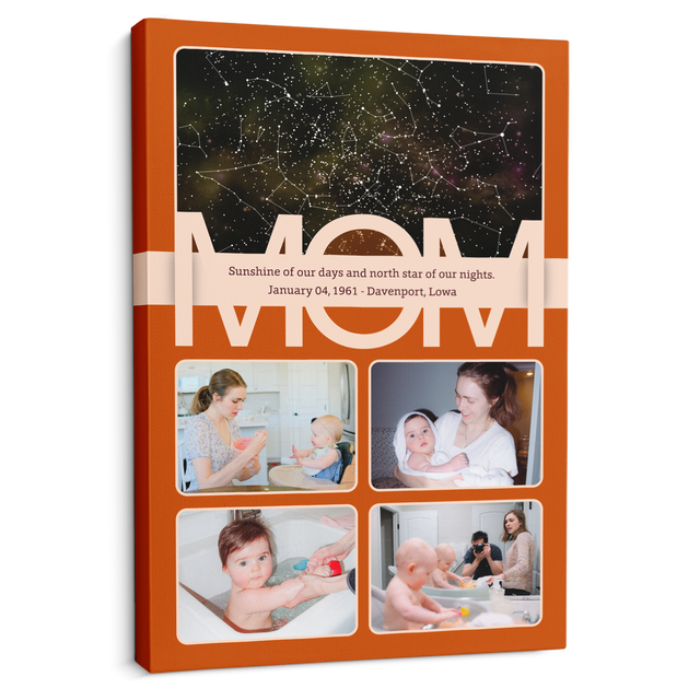 Mom Star Map Photo Collage Canvas Print Custom 4 Pictures
