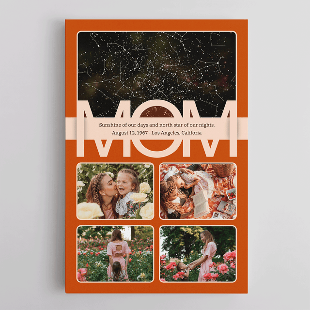 Mom Star Map Photo Collage Canvas Print Custom 4 Pictures